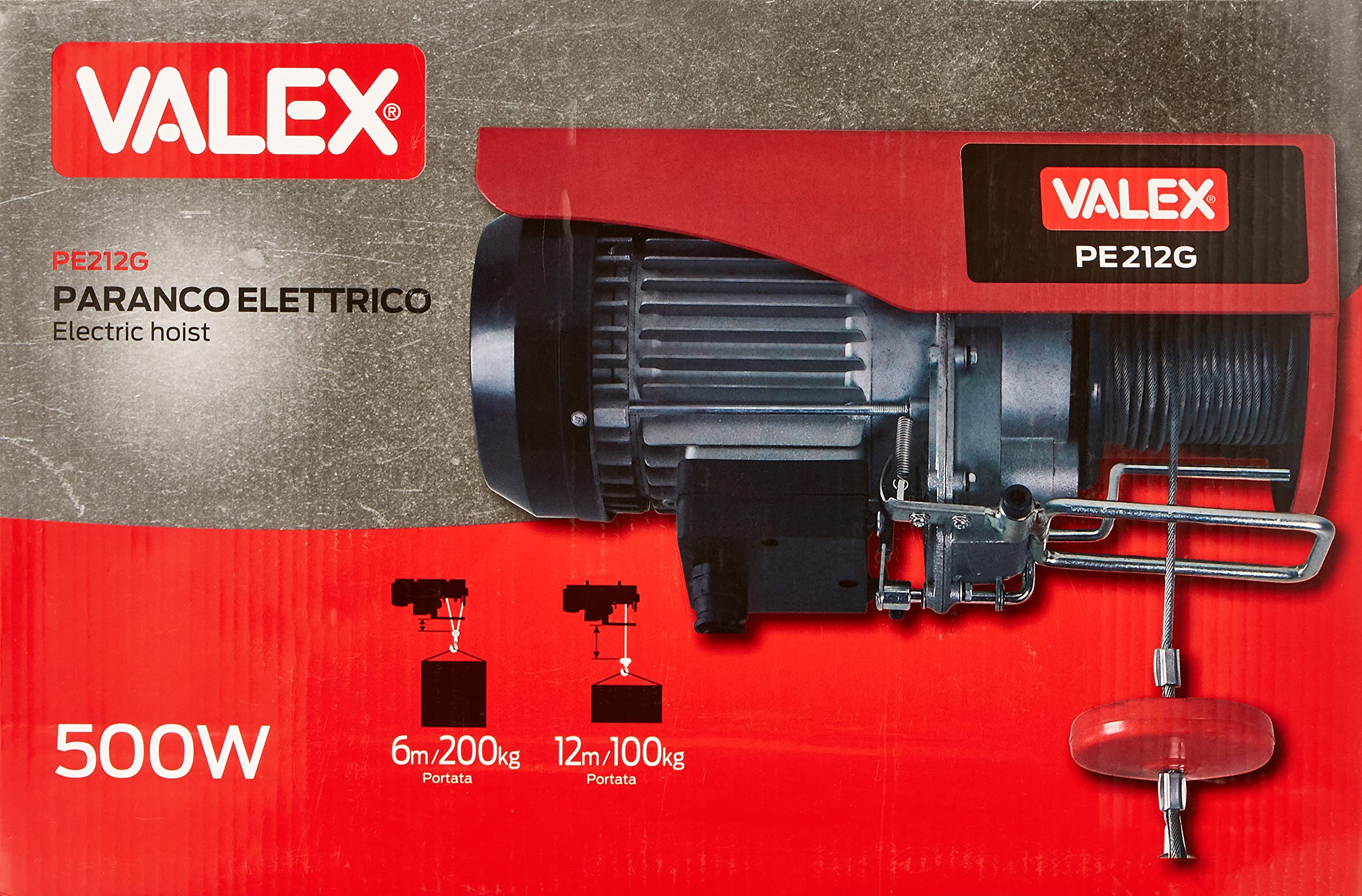 valex-pe212g-paranco-elettrico-500-w-portata-200-kg-sollevamento-12-m-fune-antig image 2